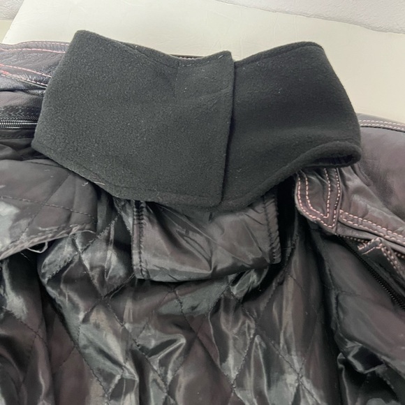 Zony Inc Leather Motorcycle Jacket Black With Pink Racing Stripes Medium - Picture 15 of 16